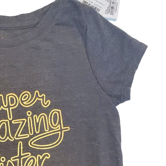 Super Amazing Sister TShirt Classic Heather Gray with Gold Accents Size 5T - Picture 3 of 8